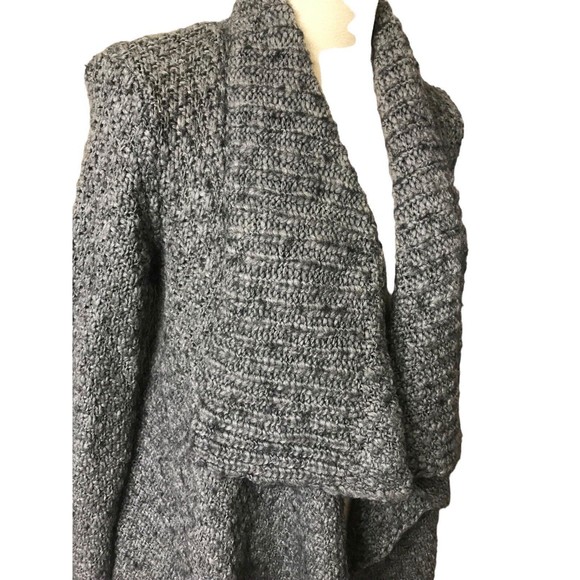Ann Taylor Loft Gray Cardigan Sweater Open Front Alpaca Wool Blend Water… - Picture 2 of 7